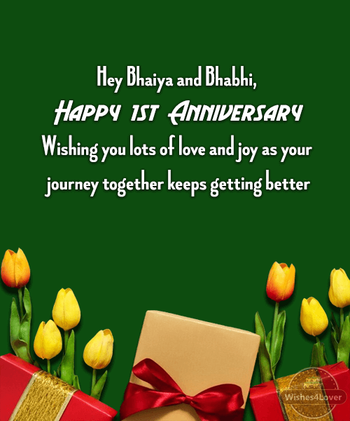 1st Anniversary Wishes for Brother & Bhabhi