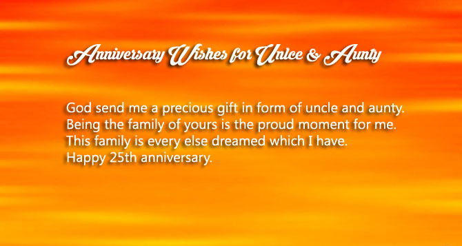 25th Wedding Anniversary Wishes for Uncle and Aunty 