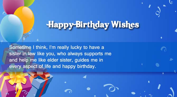Happy birthday Greetings for sister in law