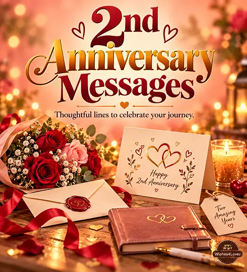 2nd anniversary messages for cards with roses, envelope and handwritten notes