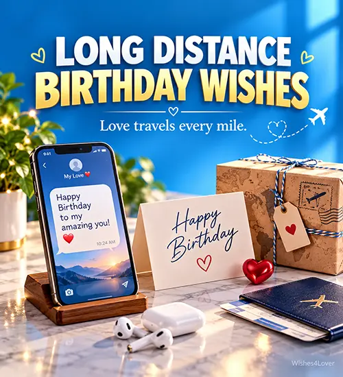 Long distance birthday wishes for husband with phone message and parcel
