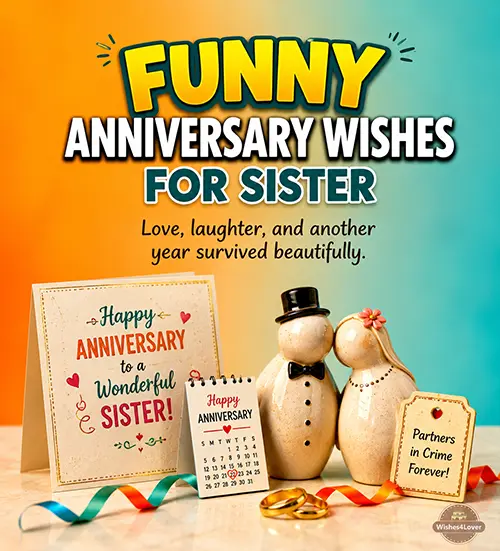 Funny Anniversary Wishes for Sister