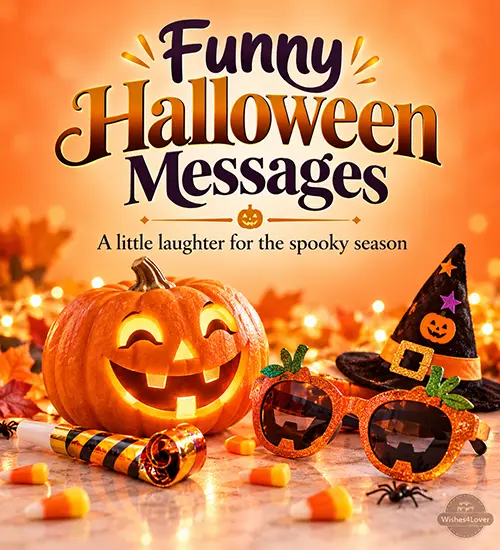 Funny Halloween messages with smiling pumpkin