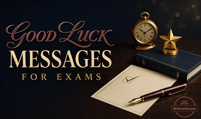 Books, exam paper and pen representing good luck messages for exams