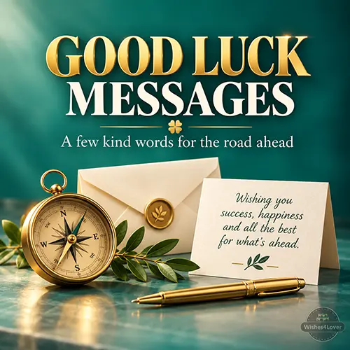 Good luck greeting card with compass and best wishes