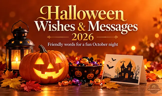 Halloween wishes 2026 with glowing pumpkin