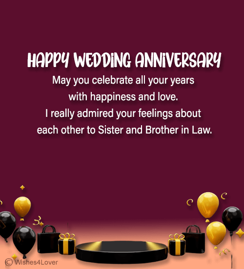 Happy Anniversary to Sister and Brother in Law