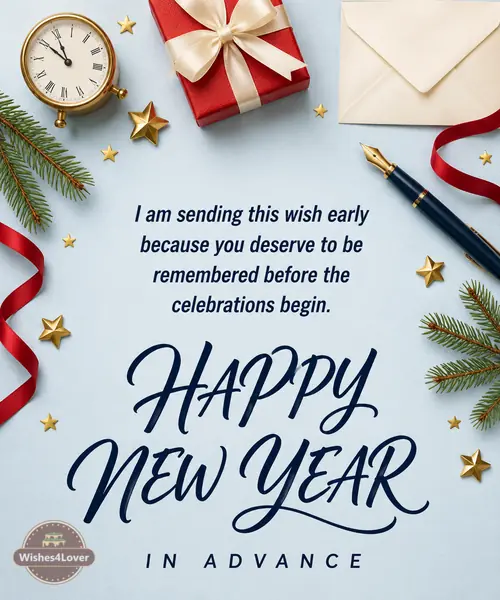 Heartfelt early New Year message with festive decorations