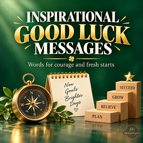 Inspirational good luck wishes with compass and goals