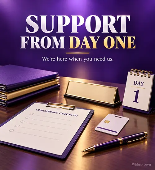 Support messages for new employees from manager and HR