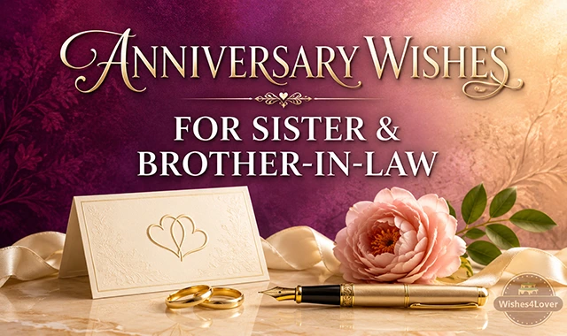 Anniversary wishes for sister and brother-in-law with wedding rings anniversary card and flowers