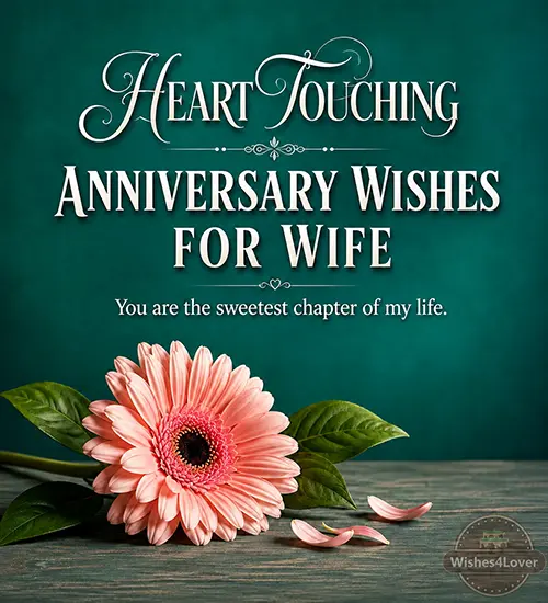 Heart touching anniversary wishes for wife with a heartfelt letter and pink flower